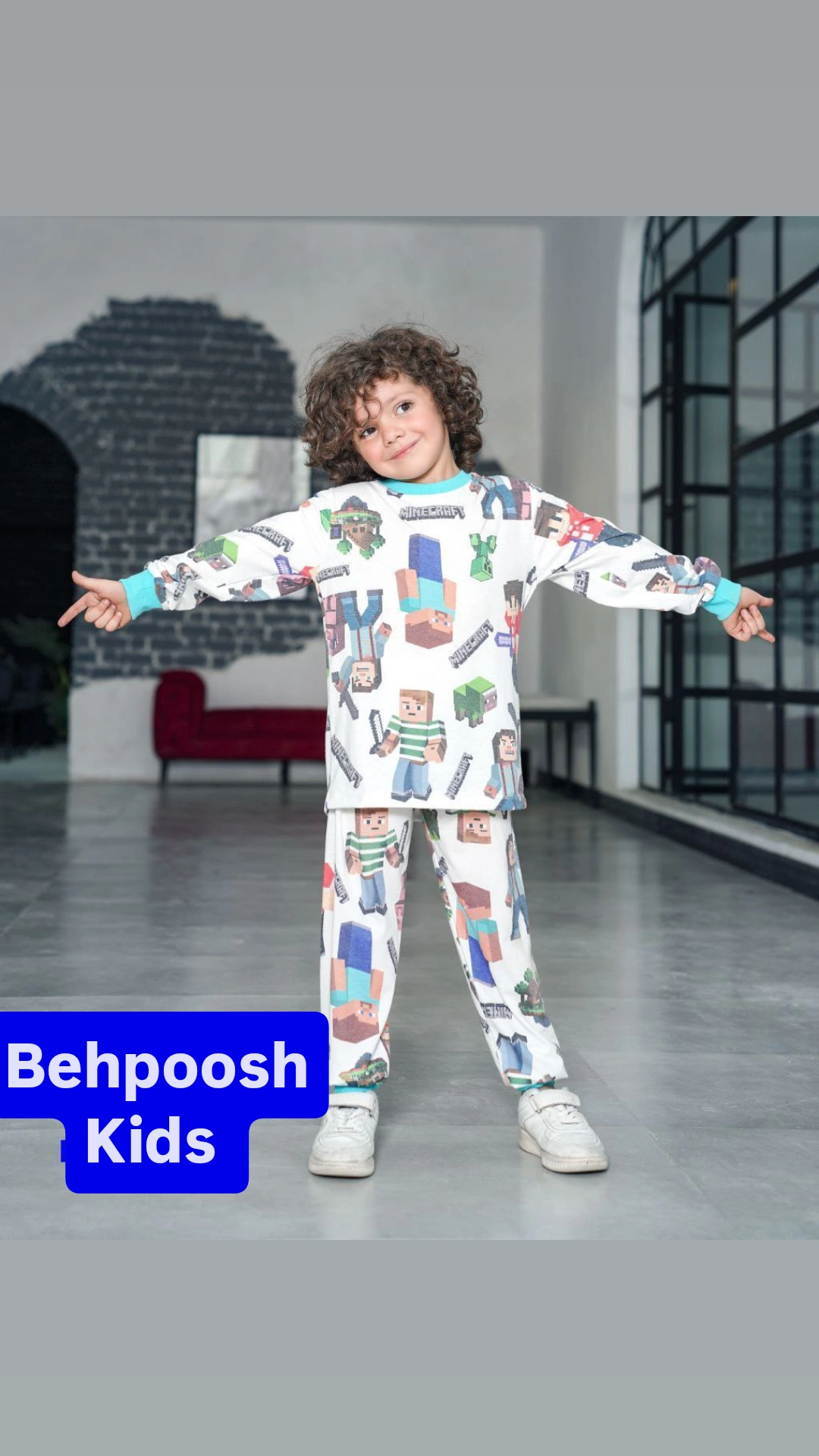 بلوز و شلوار پسرانه طرح ماینکرافت